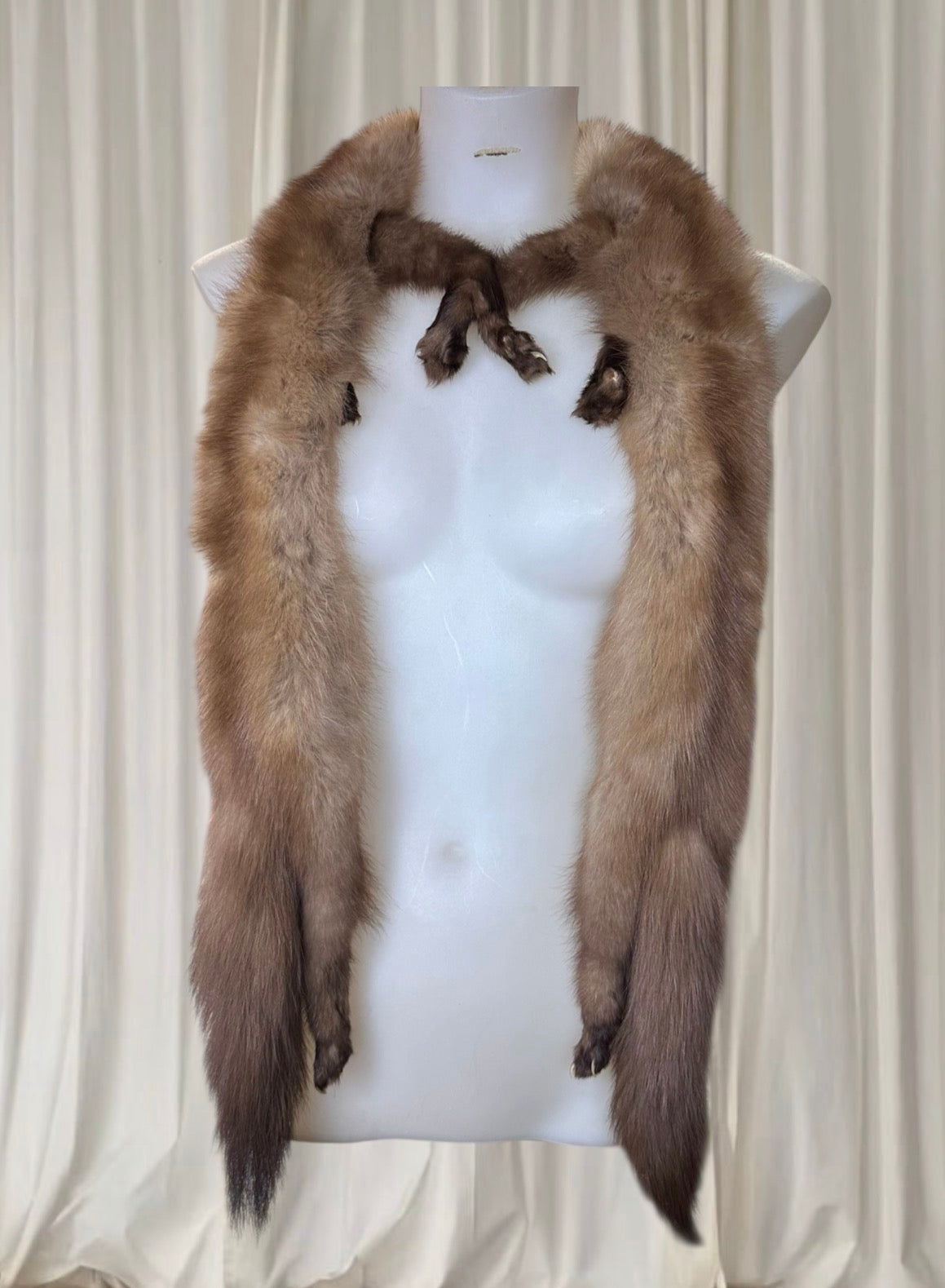 Genuine Fur Taxidermy Ferret Shawl Scarf – Vintage Statement Fur Wrap