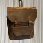 Green Wood Handmade Genuine Leather Backpack - Vintage Brown Travel Rucksack - Image 1