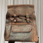 Green Wood Handmade Genuine Leather Backpack - Vintage Brown Travel Rucksack - Image 2