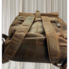 Green Wood Handmade Genuine Leather Backpack - Vintage Brown Travel Rucksack - Image 5