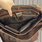 Green Wood Handmade Genuine Leather Backpack - Vintage Brown Travel Rucksack - Image 6