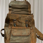 Green Wood Handmade Genuine Leather Backpack - Vintage Brown Travel Rucksack - Image 3