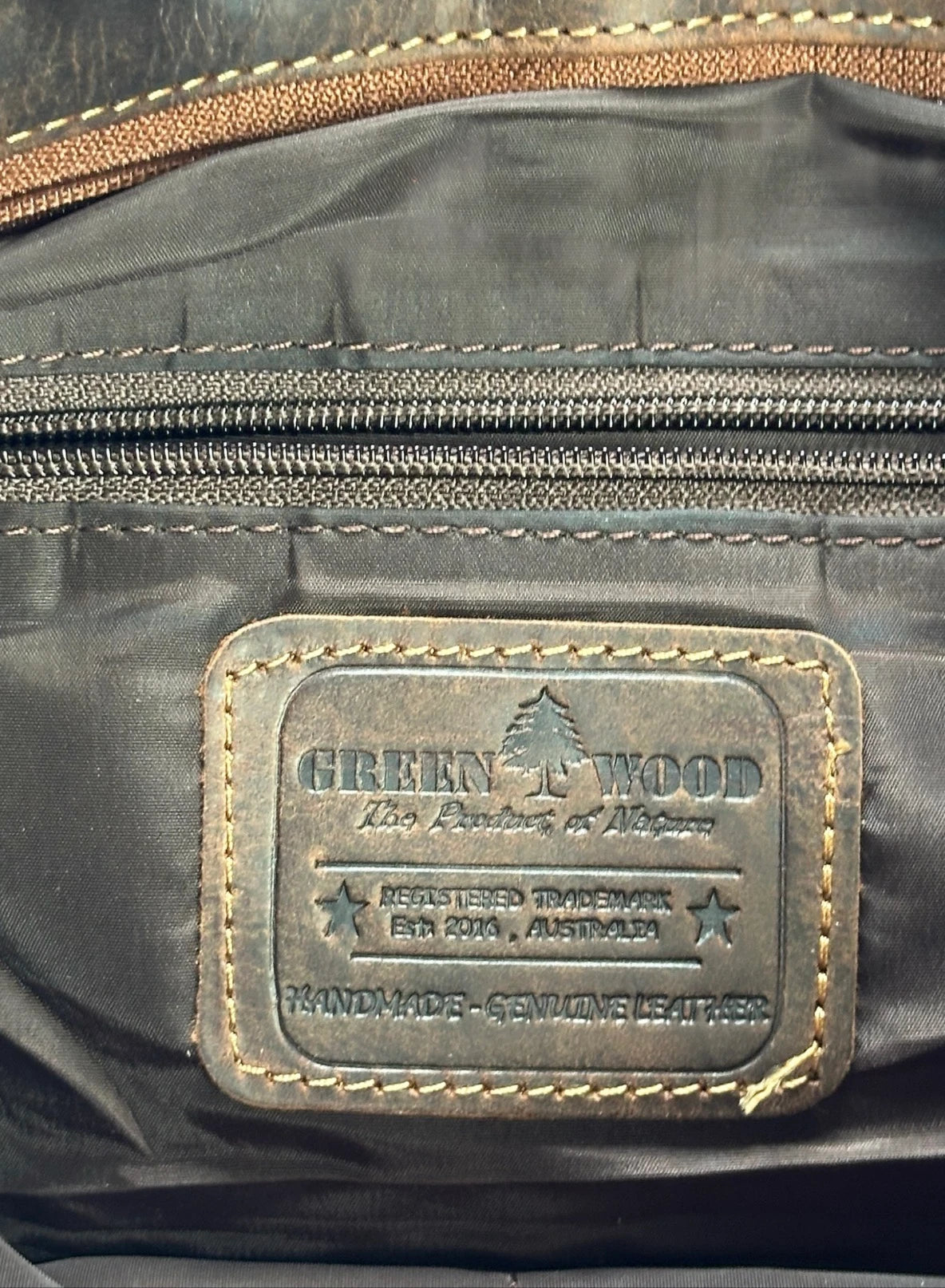 Green Wood Handmade Genuine Leather Backpack - Vintage Brown Travel Rucksack - Image 8