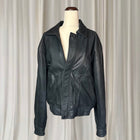 90s Vintage Huntley Genuine Leather Black Bomber Jacket Small