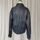 90s Vintage Huntley Genuine Leather Black Bomber Jacket Small
