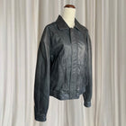90s Vintage Huntley Genuine Leather Black Bomber Jacket Small