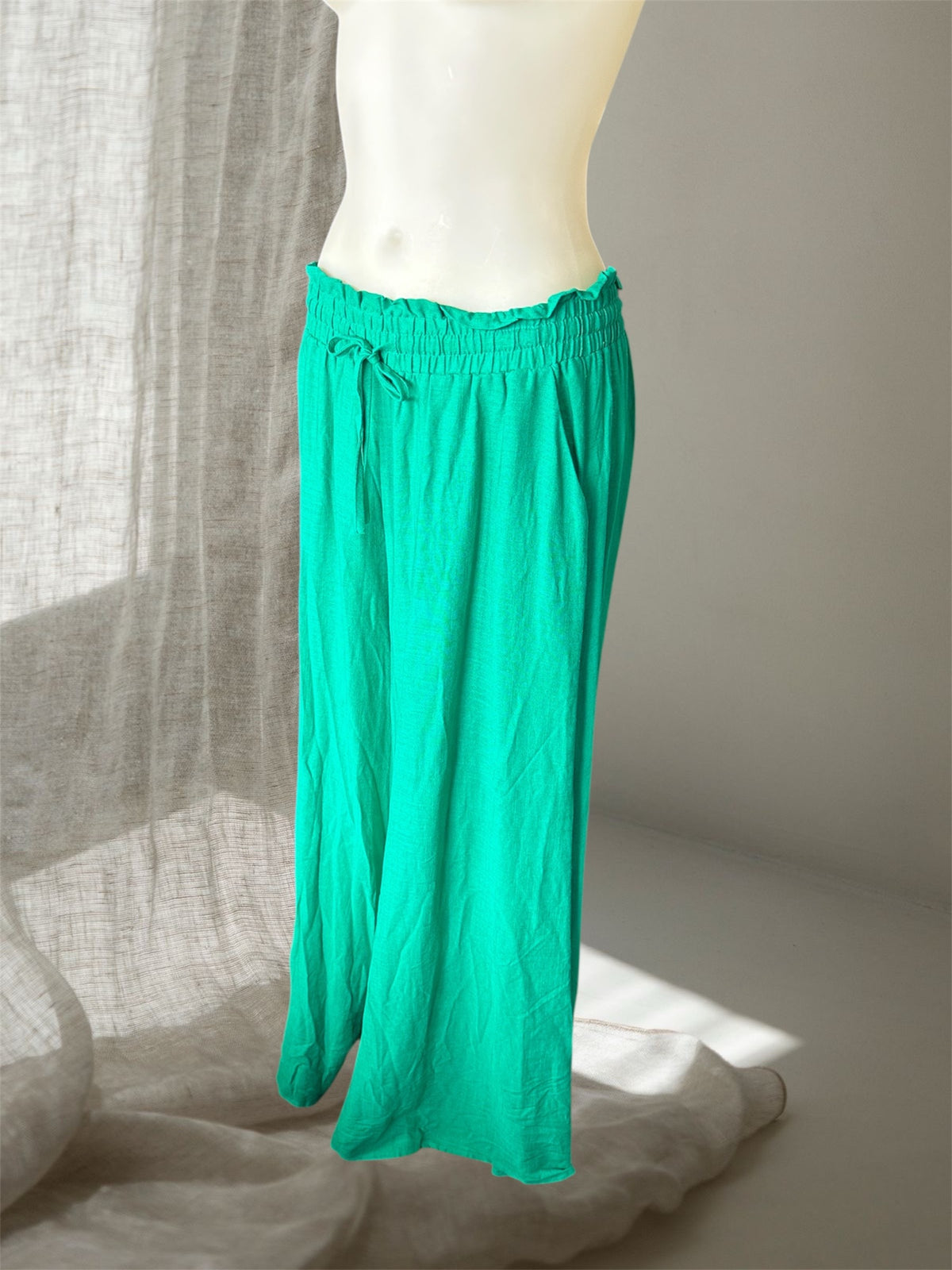IRIS Maxi Green Linen Pants