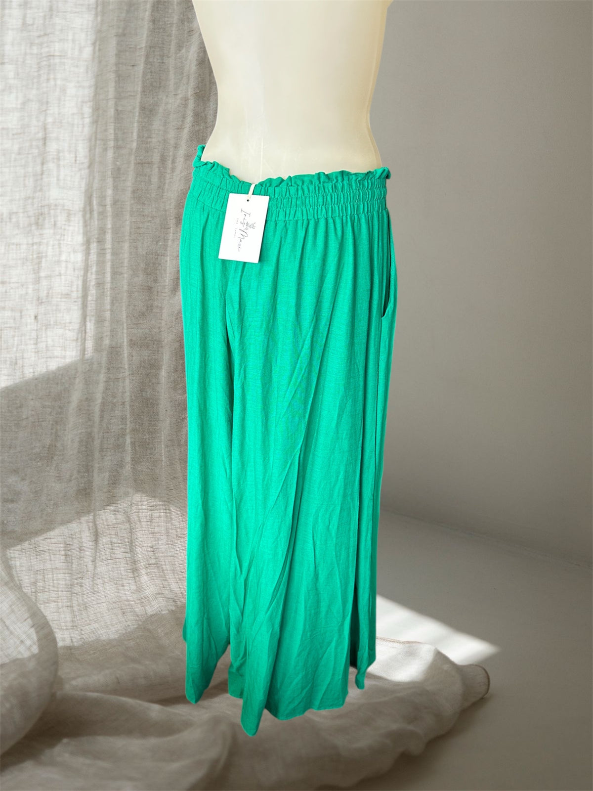 IRIS Maxi Green Linen Pants
