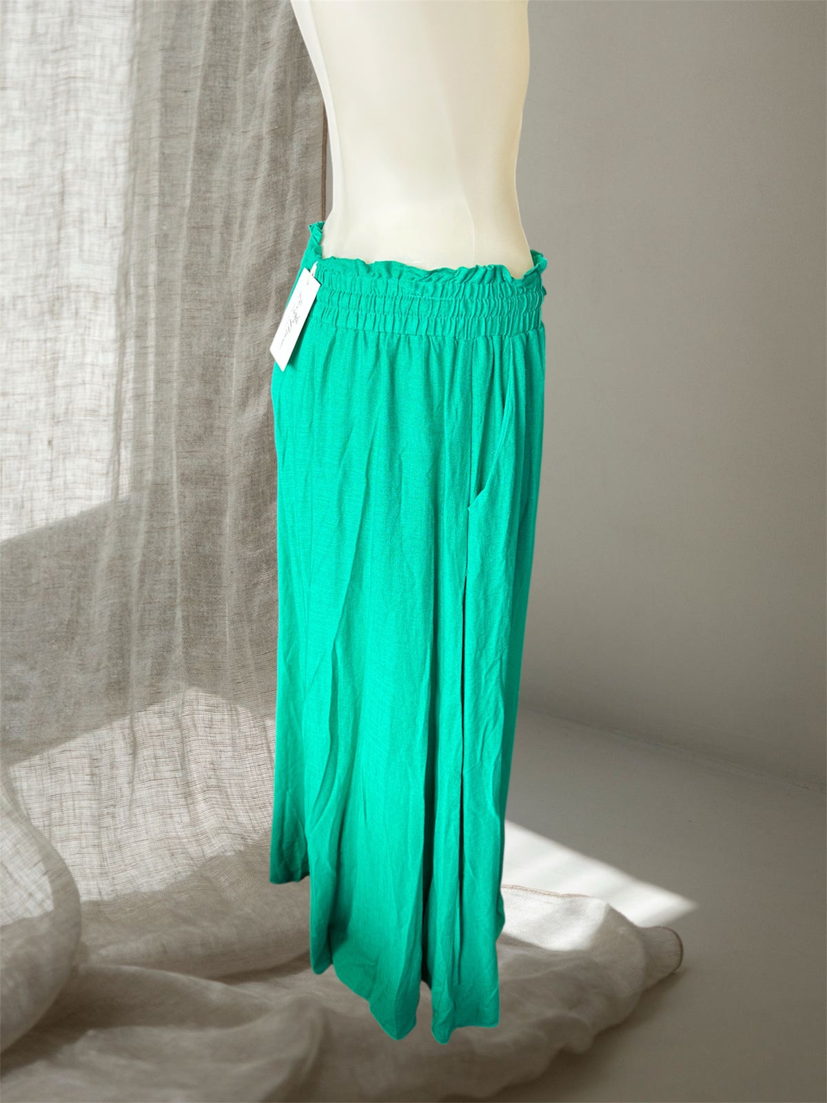 IRIS Maxi Green Linen Pants