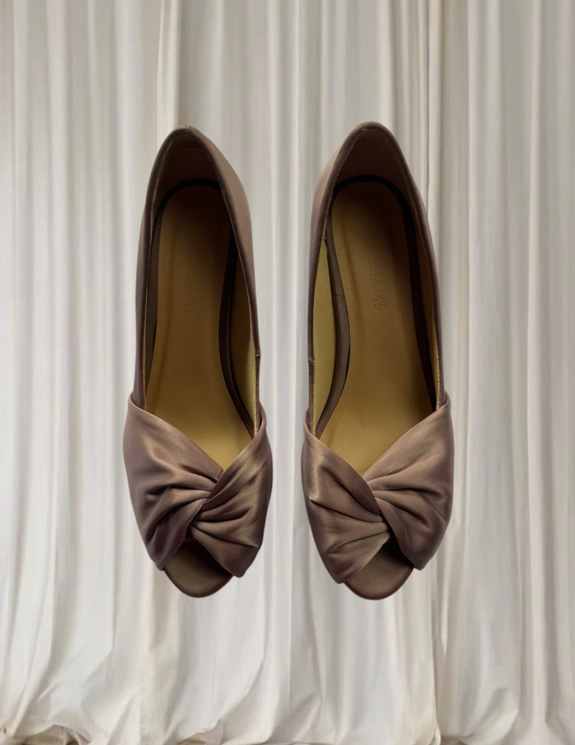 Vintage JD Williams Satin Kitten Heels - Elegant Purple Peep-Toe AU 5