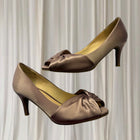 Vintage JD Williams Satin Kitten Heels - Elegant Purple Peep-Toe AU 5