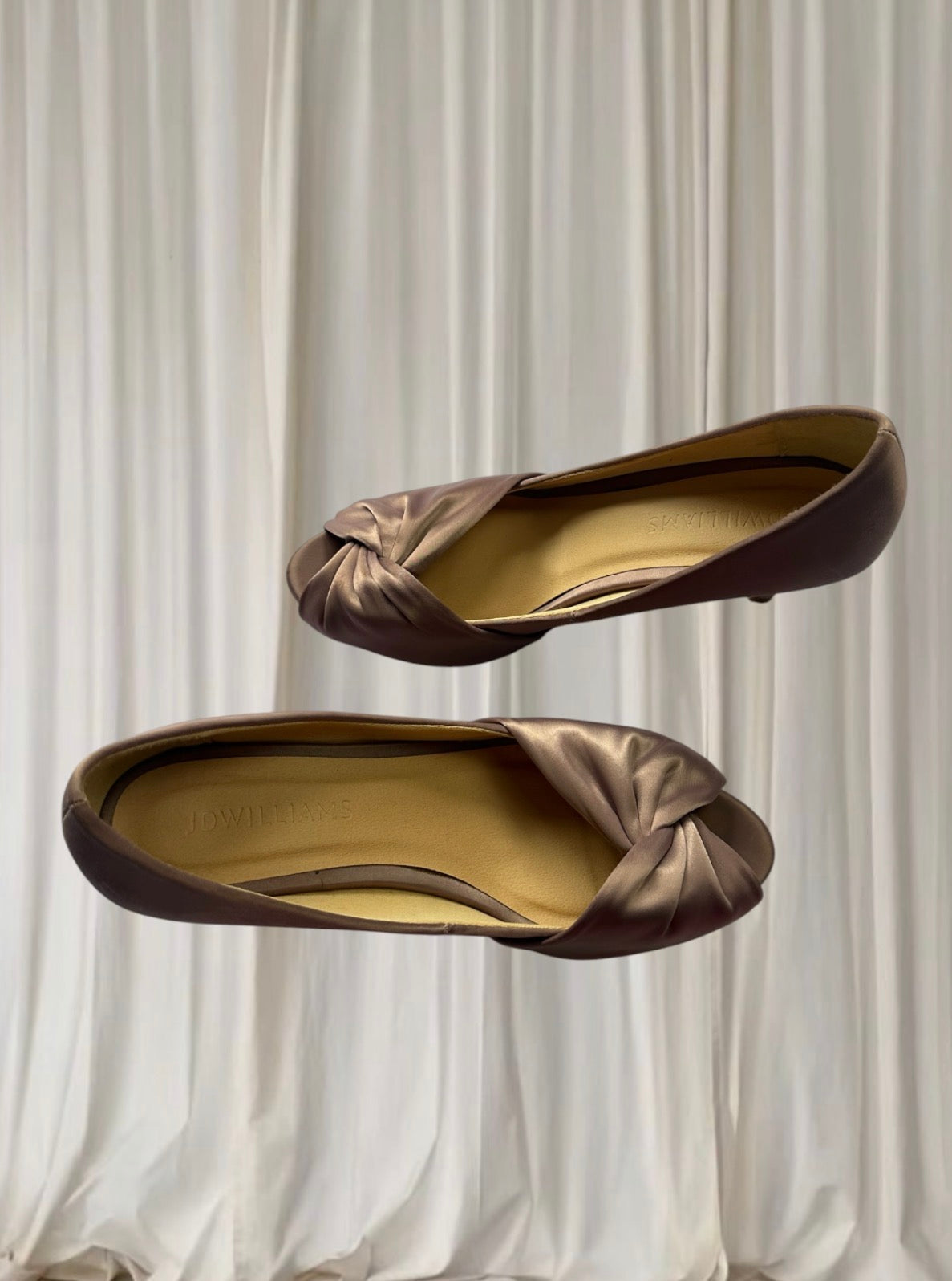 Vintage JD Williams Satin Kitten Heels - Elegant Purple Peep-Toe AU 5