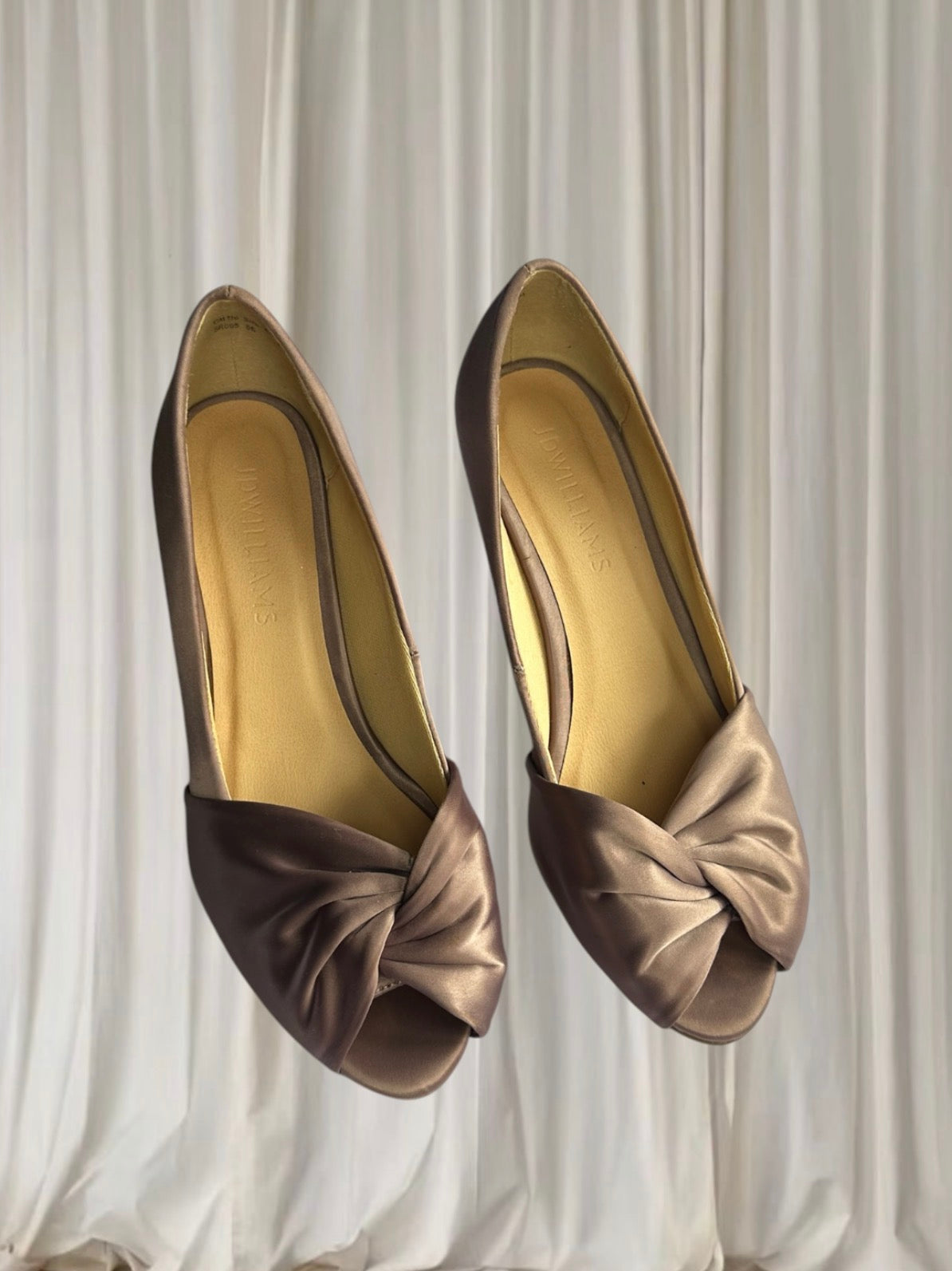 Vintage JD Williams Satin Kitten Heels - Elegant Purple Peep-Toe AU 5