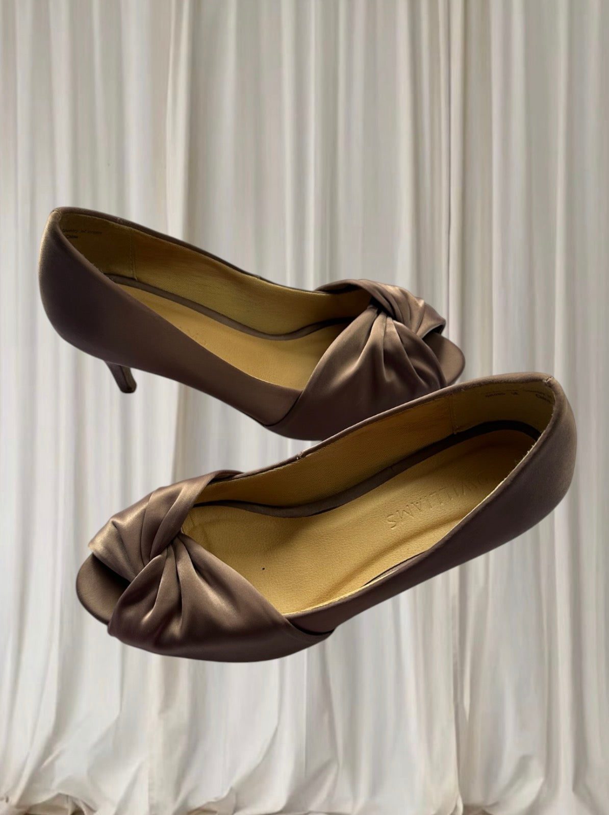 Vintage JD Williams Satin Kitten Heels - Elegant Purple Peep-Toe AU 5