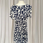 Jacqui E Wrap Dress - Blue Geometric Print Size 16 - Image 4