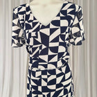 Jacqui E Wrap Dress - Blue Geometric Print Size 16 - Image 2