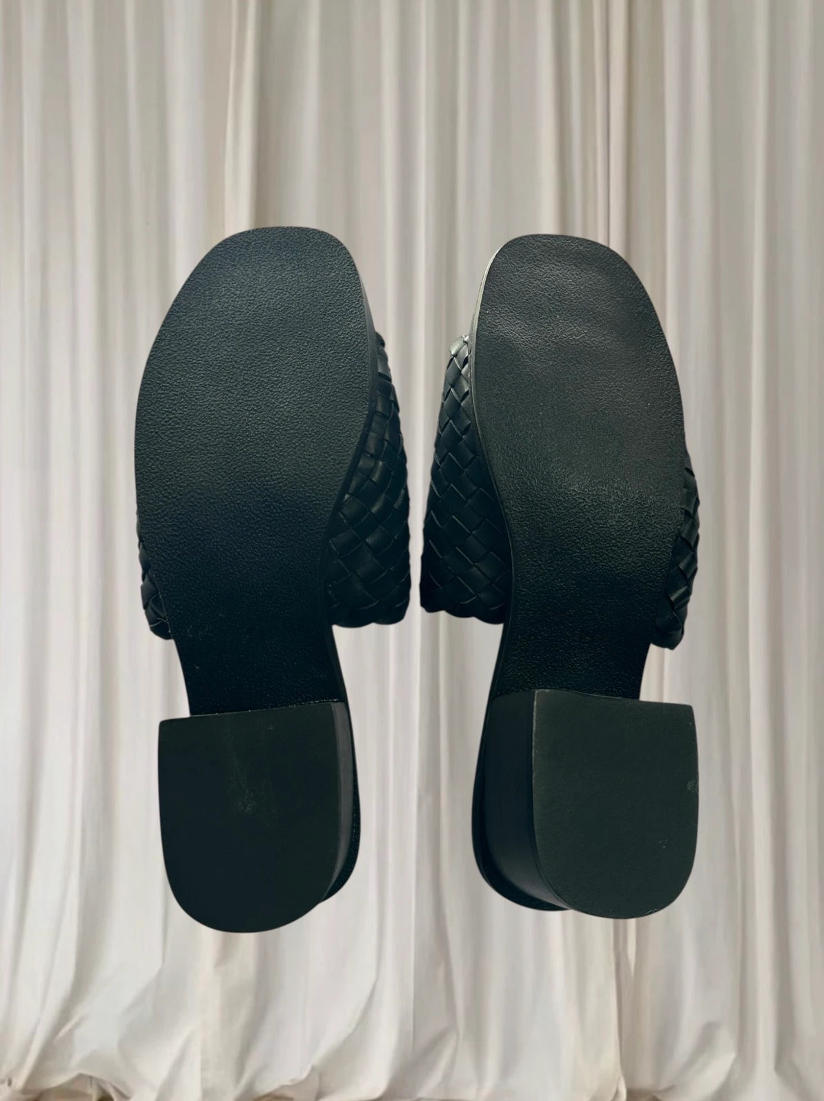 Jane Debster Black Mules - Sophisticated Pleated Block Heel Shoes - Image 5