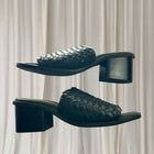Jane Debster Black Mules - Sophisticated Pleated Block Heel Shoes - Image 4