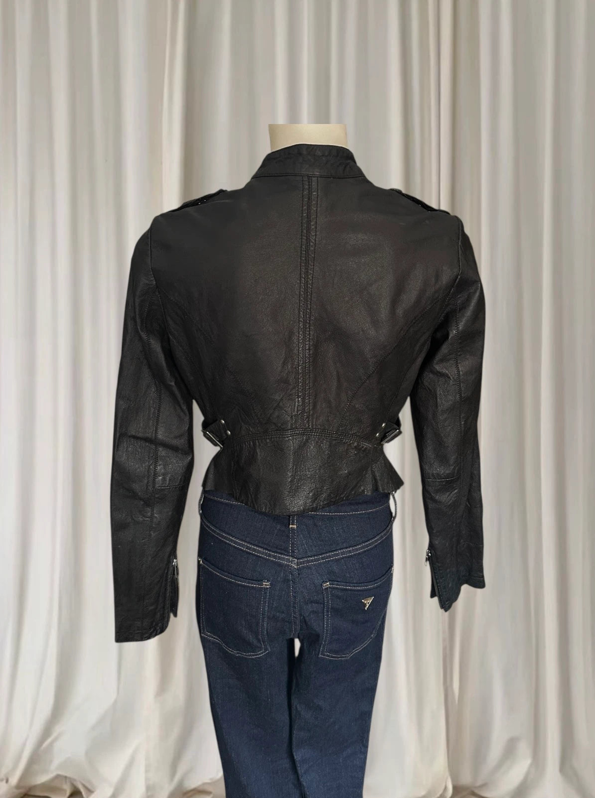 Just Jeans Genuine Leather Jacket - Classic Black Women's Size 8 - Image 5