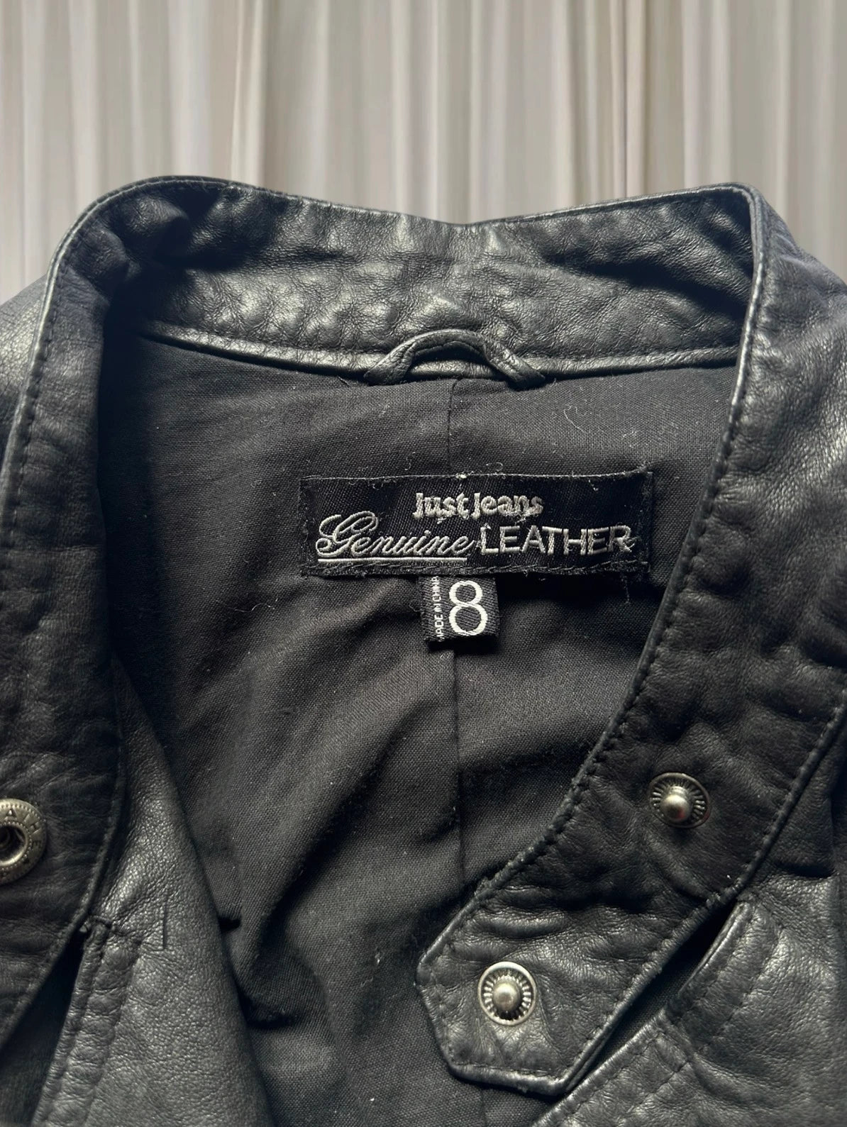 Just Jeans Genuine Leather Jacket - Classic Black Women's Size 8 - Image 6
