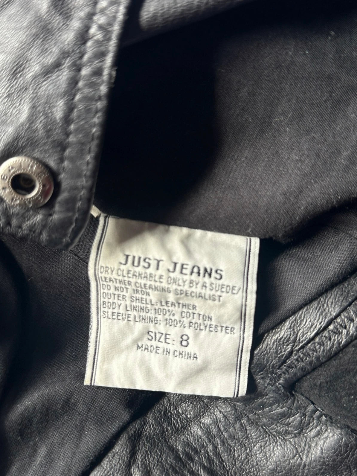 Just Jeans Genuine Leather Jacket - Classic Black Women's Size 8 - Image 7