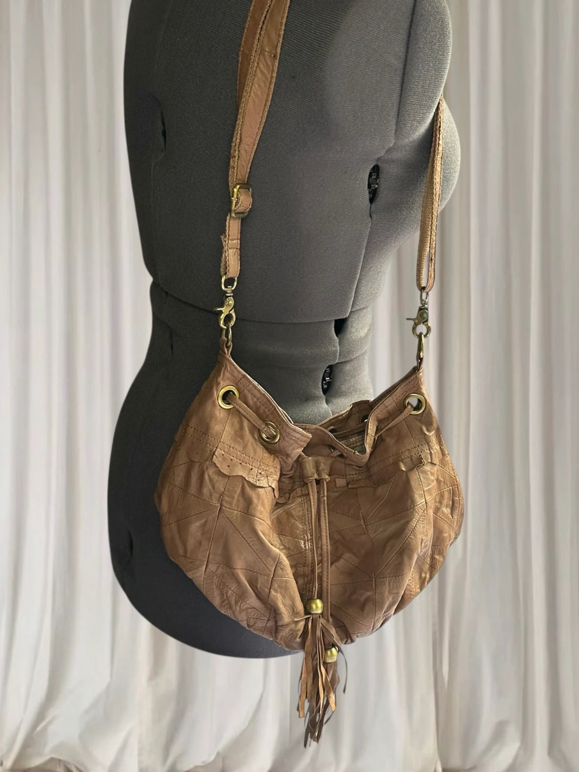 Kate Hill Vintage Boho Hobo Bag - Rich Brown Leather Slouchy Shoulder Bag - Image 1