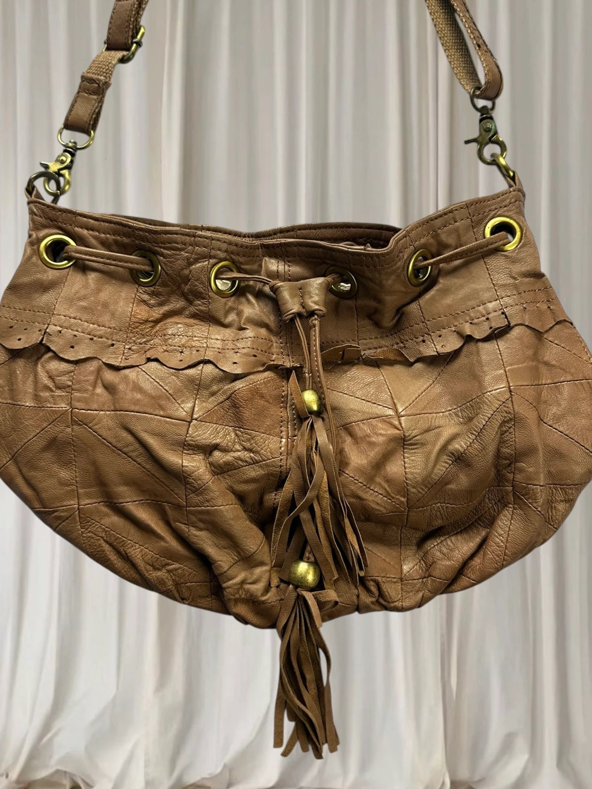 Kate Hill Vintage Boho Hobo Bag - Rich Brown Leather Slouchy Shoulder Bag - Image 4
