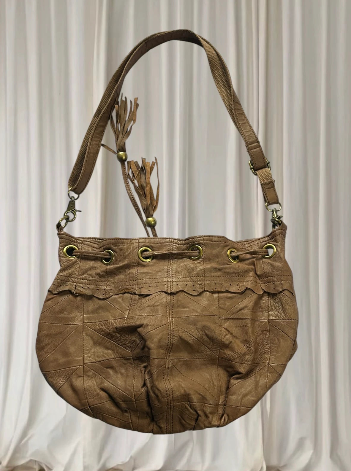 Kate Hill Vintage Boho Hobo Bag - Rich Brown Leather Slouchy Shoulder Bag - Image 5