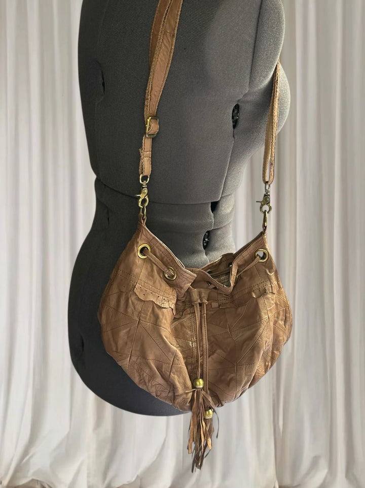 Kate Hill Vintage Boho Hobo Bag - Rich Brown Leather Slouchy Shoulder Bag - Image 1