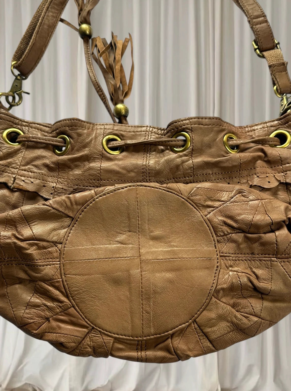 Kate Hill Vintage Boho Hobo Bag - Rich Brown Leather Slouchy Shoulder Bag - Image 6