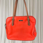 Kate Spade New York Shoulder Bag - Vibrant Orange Leather with Striped Interior - Image 6