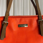 Kate Spade New York Shoulder Bag - Vibrant Orange Leather with Striped Interior - Image 2