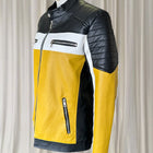 Vintage Katie Seth Unisex Yellow and Black Biker Motorcycle Jacket