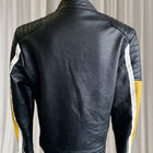 Vintage Katie Seth Unisex Yellow and Black Biker Motorcycle Jacket