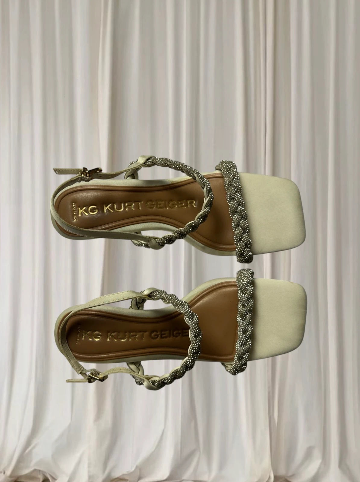 Kurt Geiger Heeled Sandals - Elegant Off-White Square Toe Heels - Image 2