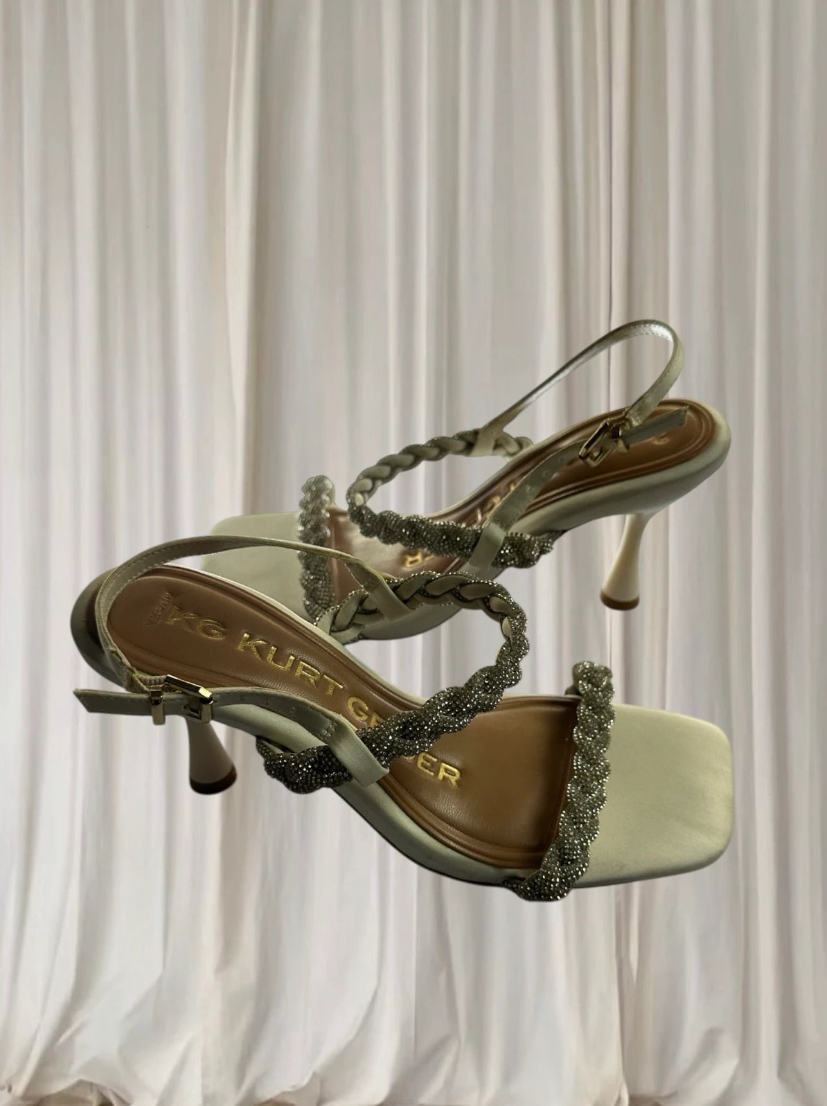 Kurt Geiger Heeled Sandals - Elegant Off-White Square Toe Heels - Image 4