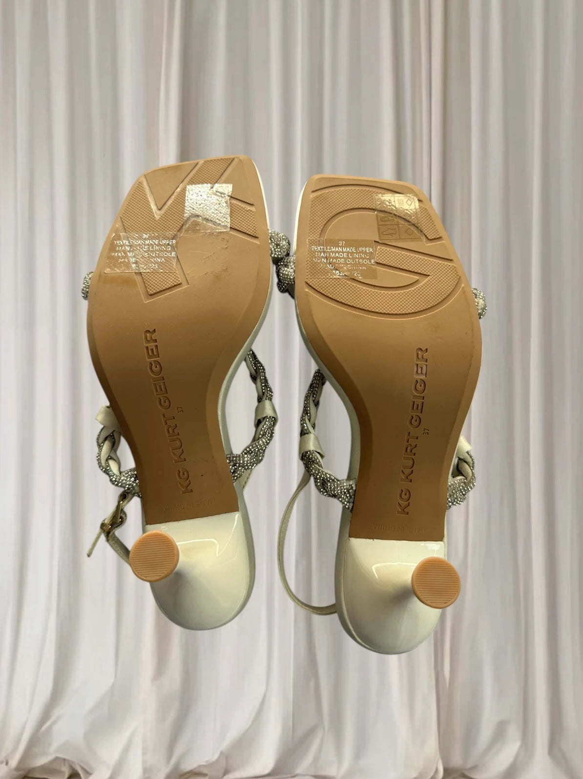 Kurt Geiger Heeled Sandals - Elegant Off-White Square Toe Heels - Image 6