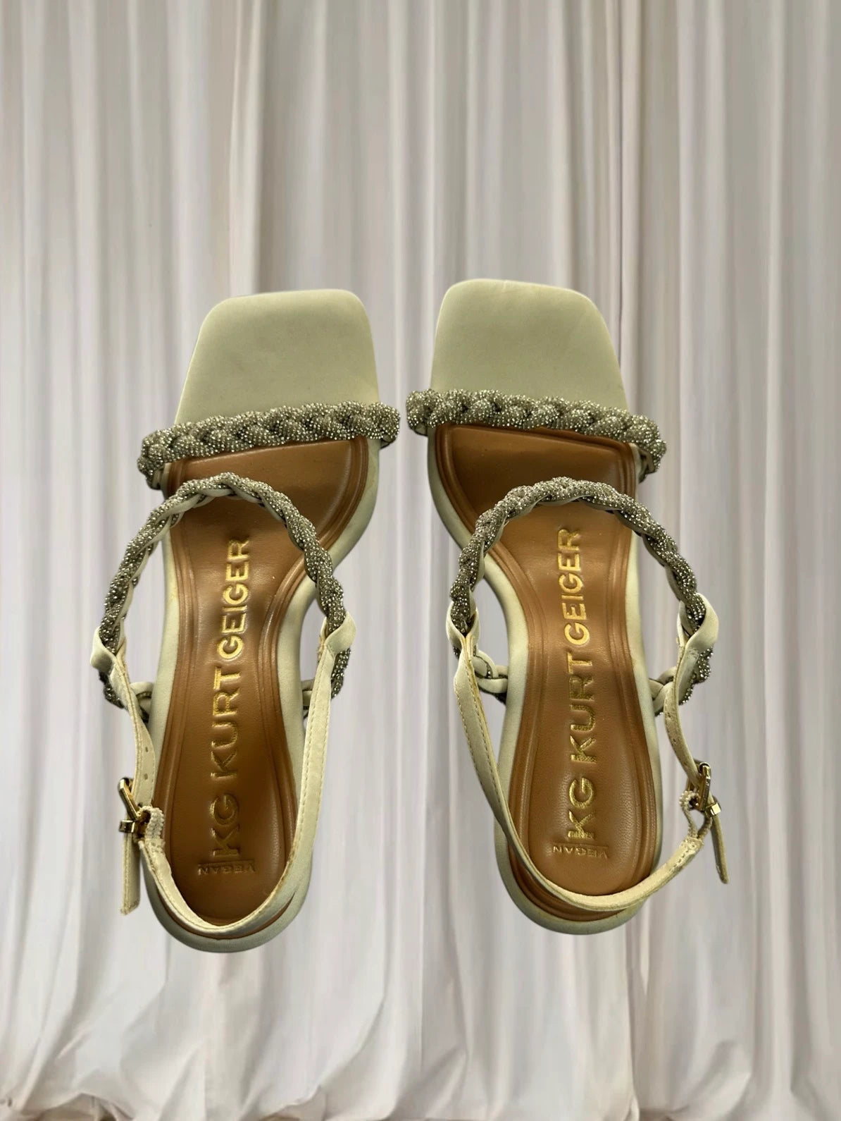 Kurt Geiger Heeled Sandals - Elegant Off-White Square Toe Heels - Image 1
