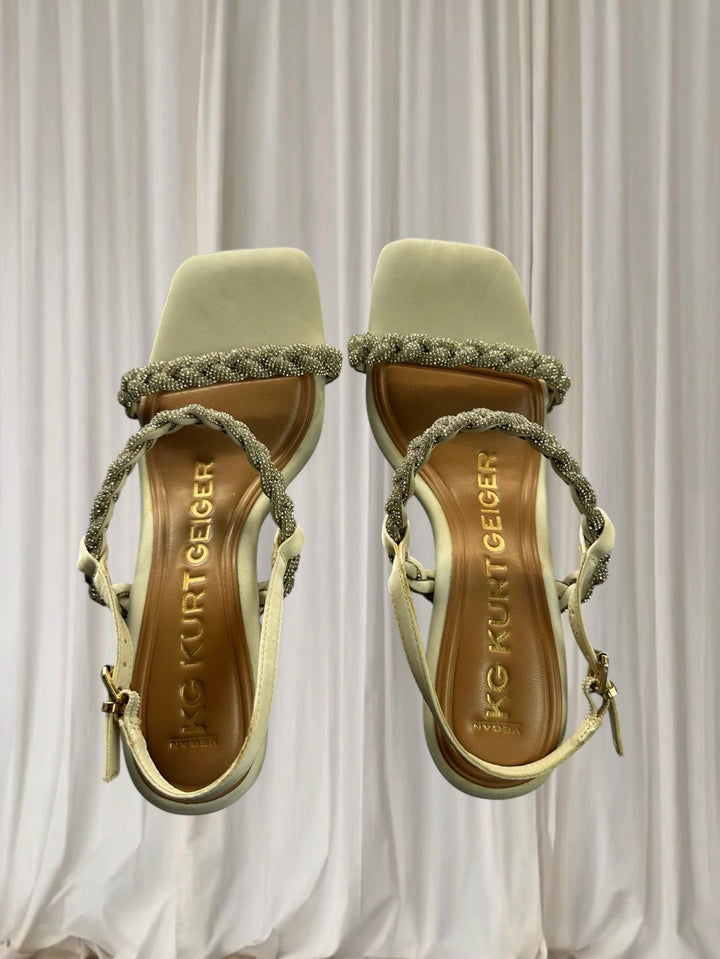 Kurt Geiger Heeled Sandals - Elegant Off-White Square Toe Heels - Image 1