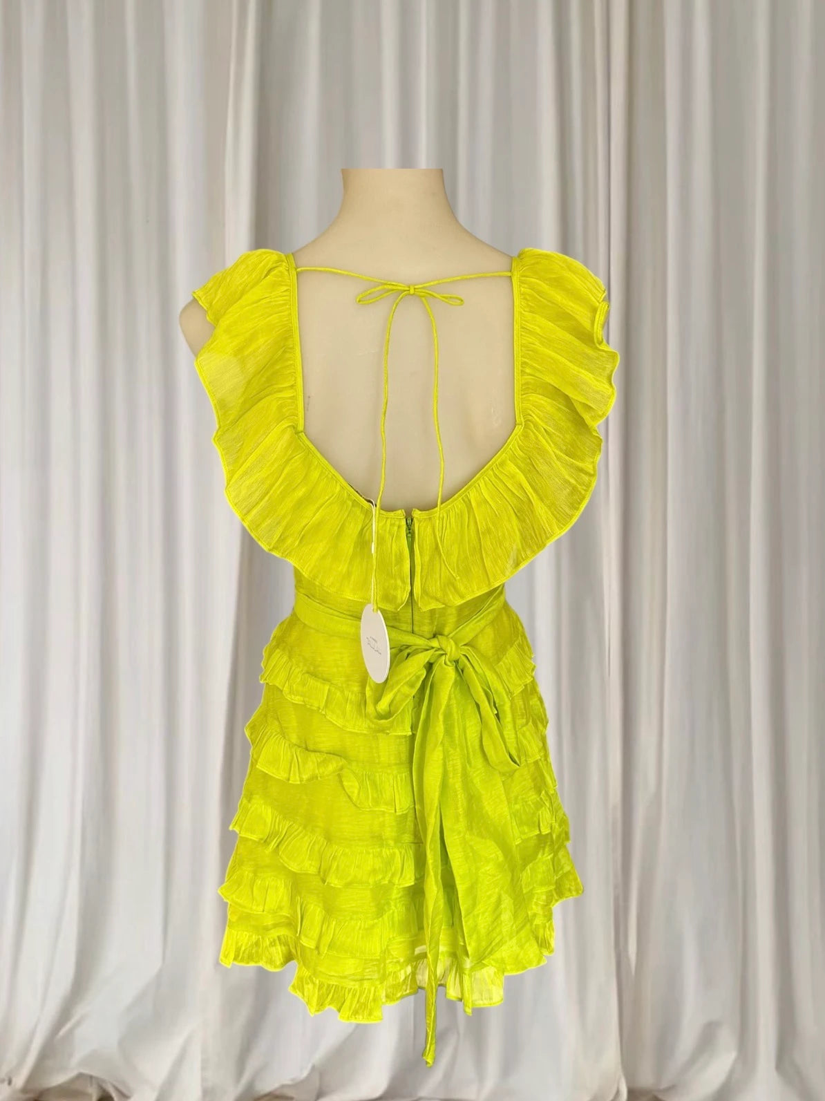 La Maison Talulah Petula Mini Dress - Vibrant Citrus V-Neck - Image 4