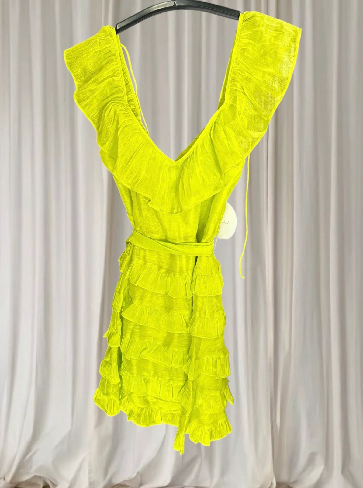 La Maison Talulah Petula Mini Dress - Vibrant Citrus V-Neck - Image 6
