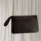 Lacoste Faux Crocodile Clutch Bag - Burgundy with Gold-Tone Hardware - Image 2