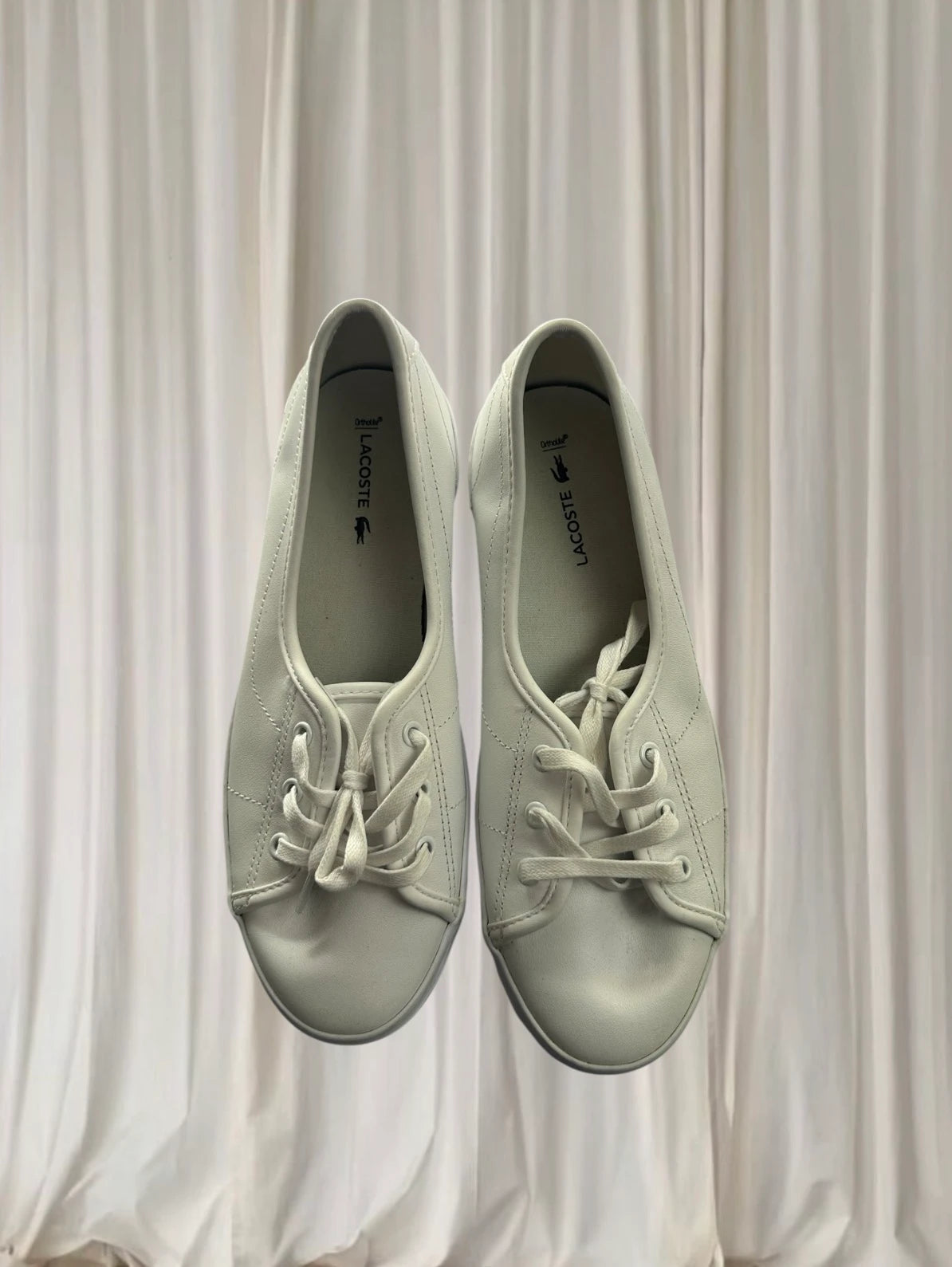Lacoste Ziane Chunky Lace-Up Flats - Sleek White Casual Shoes - Image 2