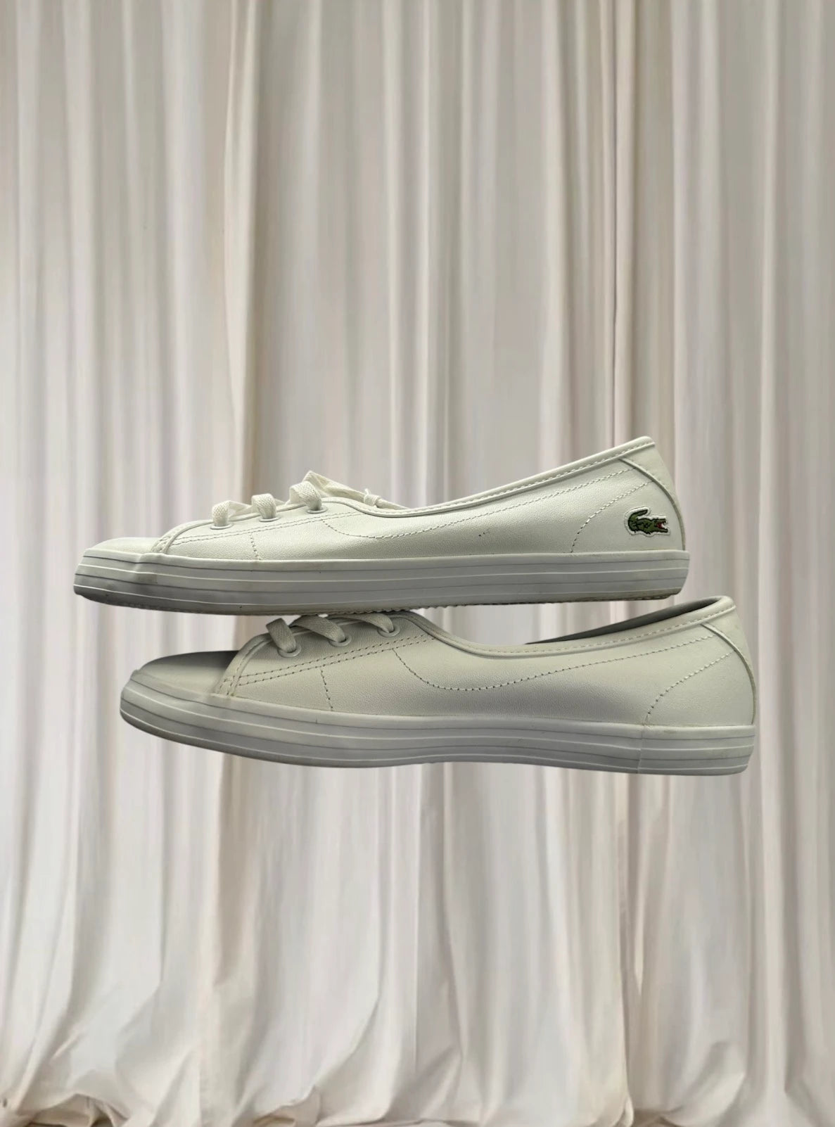 Lacoste Ziane Chunky Lace-Up Flats - Sleek White Casual Shoes - Image 3