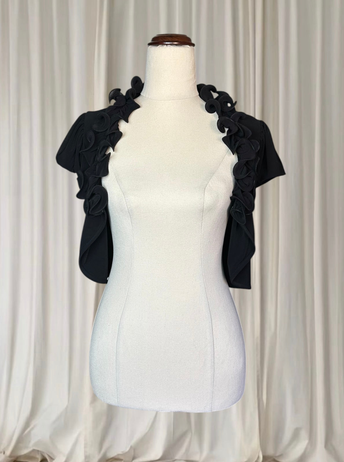 Liz Jordan Bolero Shrug With Black Ruffled Collar Detail Small