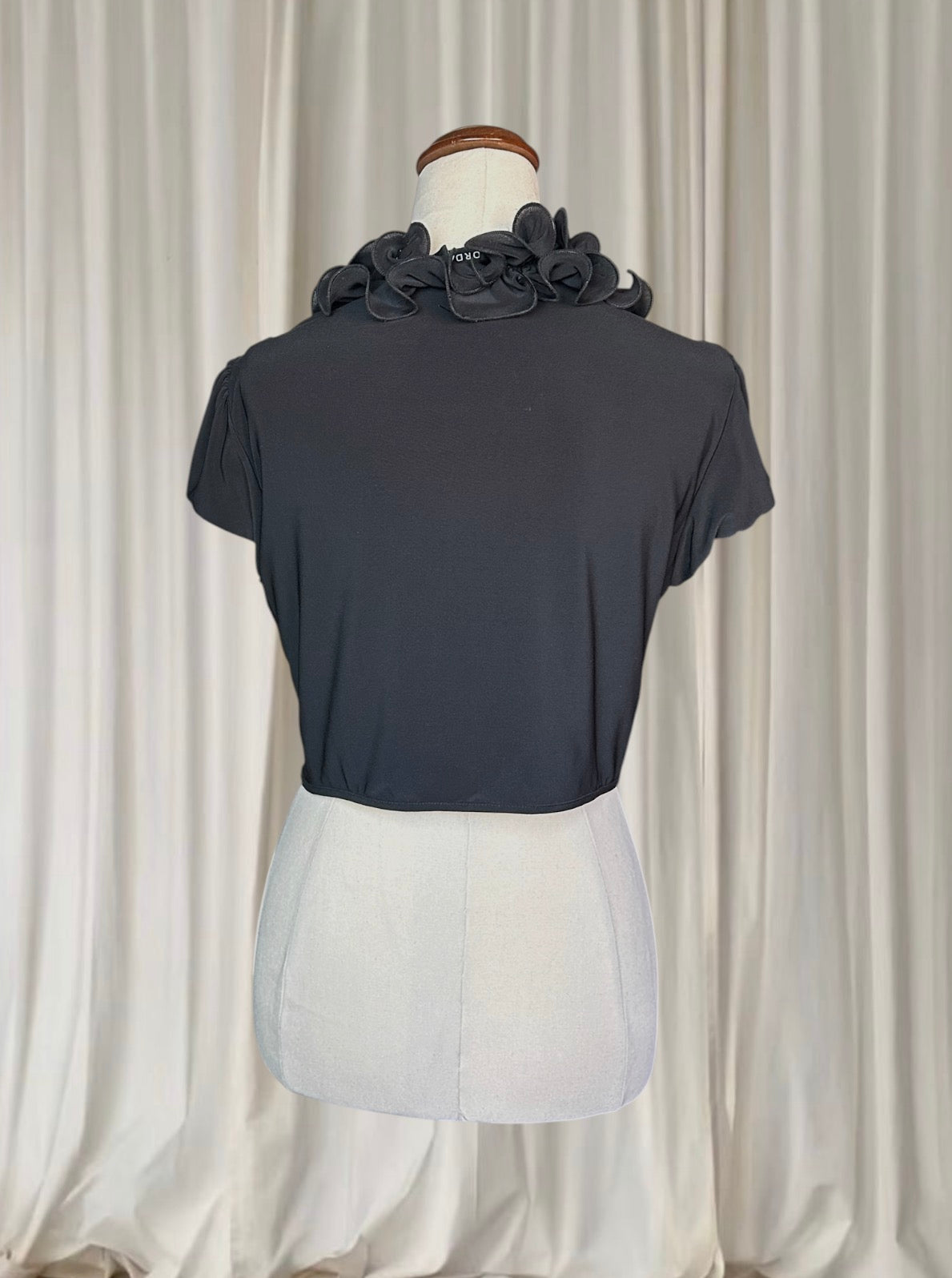 Liz Jordan Bolero Shrug With Black Ruffled Collar Detail Small