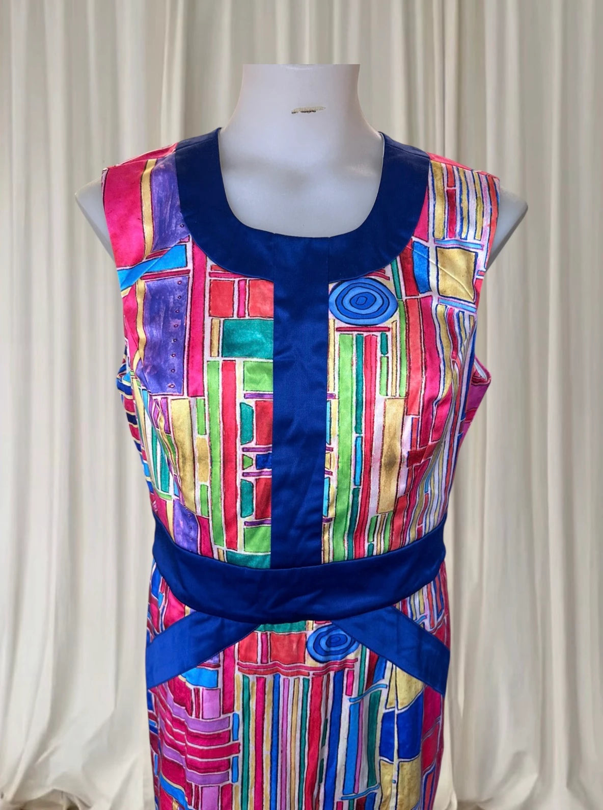 Mackenzie Mode Sleeveless Sheath Dress - Vibrant Multicolor Abstract Print - Image 2