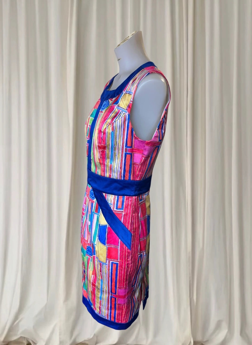 Mackenzie Mode Sleeveless Sheath Dress - Vibrant Multicolor Abstract Print - Image 3