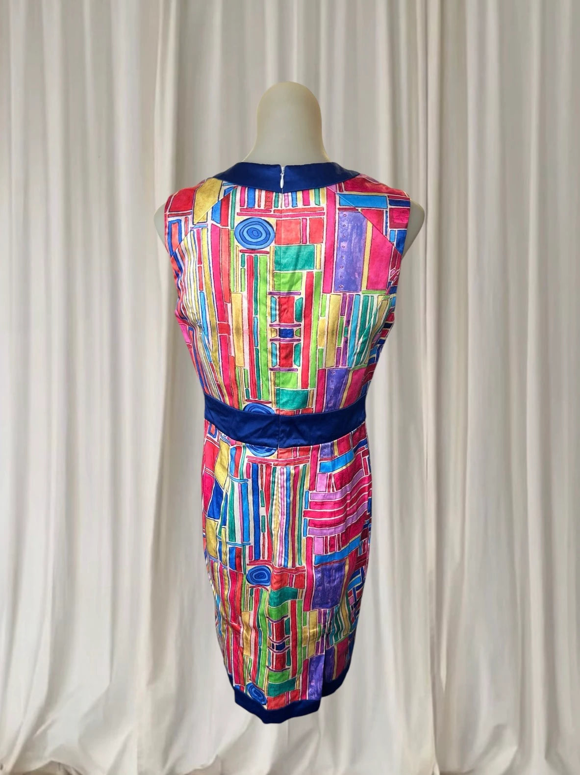 Mackenzie Mode Sleeveless Sheath Dress - Vibrant Multicolor Abstract Print - Image 4