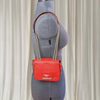 Mimco Women's Crossbody Bag Red Leather Gold Chain Stud Detail